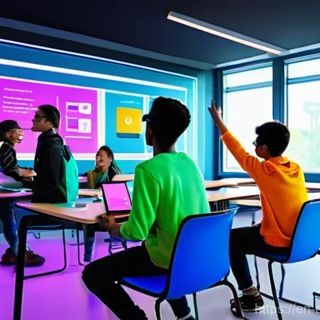 교육공학과 게이미피케이션 - **Gamified Learning Experience**
A vibrant, dynamic illustration depicting a diverse group of te...