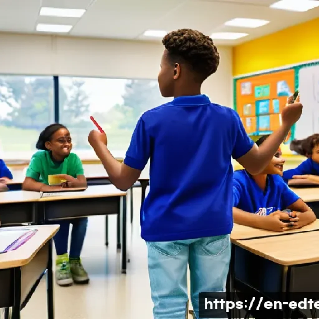 교육공학과 온라인 학습 환경 - A vibrant classroom scene showcasing diverse students engaged with an interactive gamified learning ...