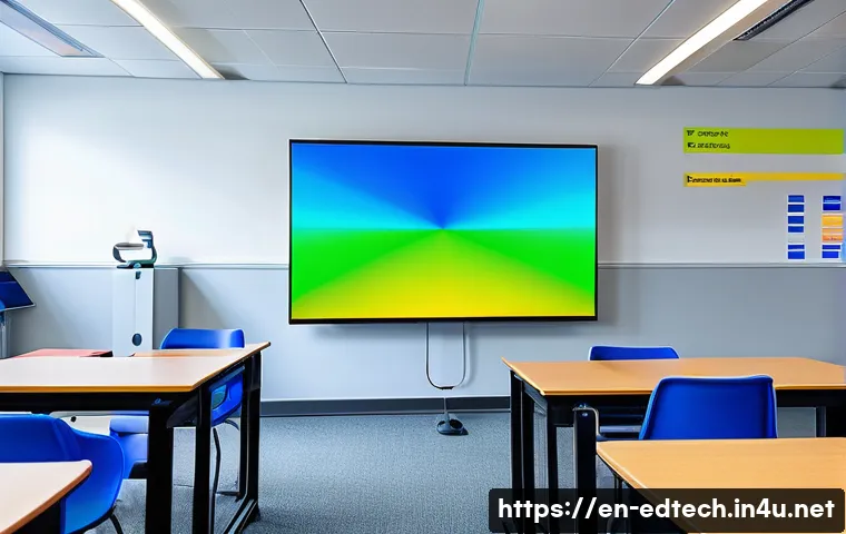 교육공학과 동영상 기반 학습 - A modern, bright classroom setting featuring a diverse group of adult learners engaged with an inter...